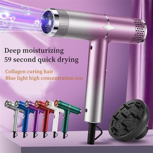 Professional Hair Dryer Highpower Blue Light Anion Intelligent Temperature Control Cold And Air Salon Hairdressing Tool 220727
