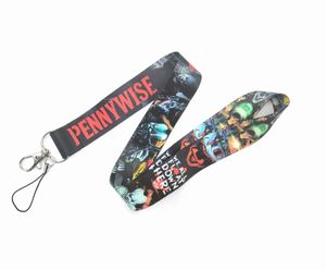 Mobiltelefonband charms 100st Cartoon Pennywise Strap Keys Mobile Lanyard ID Badge Holder Rope Anime KeyChain for Boy Girl Wholesale 2022 #017