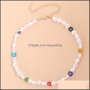 Chains Necklaces Pendants Jewelry States Fashion Alien Pearl Necklace Female Personality Color Eye Of The Demon S Dhsgb