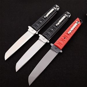 High Quality Flipper Folding Knife D2 Tanto Point Blade Nylon Fiber With Steel Sheet Handle Ball Bearing Fast Open Knives 2 Handle Colors