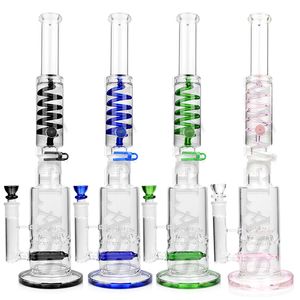 19 inch Freezable coil glass bongs dab rigs smoke water pipe hookah Sprinkler perc and gridded inline perc Without any logo build a bong