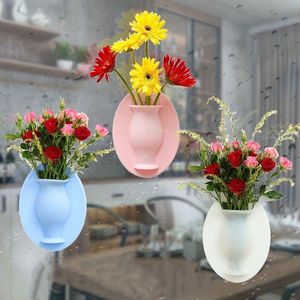 Vase Magic Silicone Sticky Vase Christmas Decor Wall Hang Fake Flowers Stickers Pot Plant Garden Home Decorvases