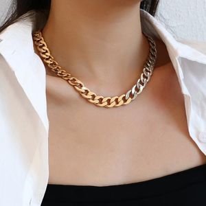 Ketten Punk Metall Kubanische Link Kette Halskette Für Frauen Männer Einfache Hip Hop Gold Silber Mix Farbe Mode Hals Schmuck ketten