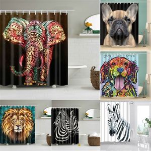 Cartoon Animal Shower Curtain Polyester Dog Elephant Rabbit For Bath Showering Decoration s for room 220429