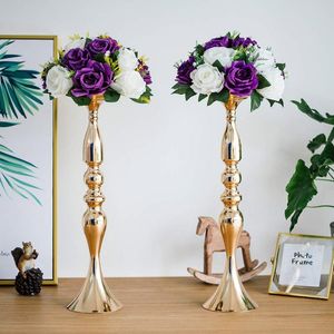 パーティーデコレーションメタルキャンドルホルダー花Vase Candlestick Centerpieces Road Lead Candelabra Wedding Porpsクリスマスデコレーションパーティ