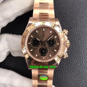 N Factory V4 Luxury Watches 116505 40mm 904L CAL.4130 Automatic Chronograph Mens Watch Chocolate Dial Rose Gold Bracelet Gents Wristwatches