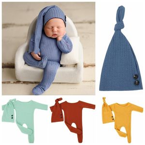 Baby Girl Boys Knitted Romper One Piece Suit Clothing Sets With Long Tail Cap Photography Props Infant Cute Newborn Jumpsuits Bodysuit