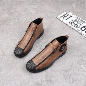 النسخة الكورية المزدوجة الجديدة من اتجاه The Short Boots Flat Round Round Men Musty Fashion Zapatos Hombre B8