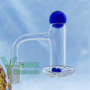 Långt fat djup hink Blender Quartz Banger 64mm rökglas marmor set full svets avfasad kant yareone 45 90 grader manliga dab naglar 14mm 10mm med rubinpärlor set