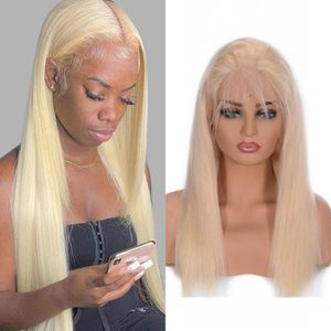 613 13x4 Transparent Lace Front Human Hair Wigs Cambodian Straight Blonde Frontal Wig with Baby Hair