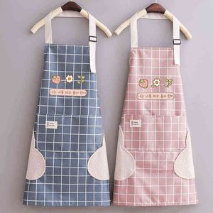 New Japanese Style Waterproof and Oil-proof Apron Women's Home Kitchen Work Clothes Men's Sleeveless Waist Summer Models Y220426