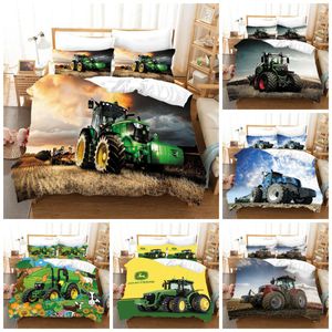 Superweiches Bettbezug-Set, Traktor-Landmaschinen-Thema, Bettbezug mit Kissenbezug, Großhandel, maßgeschneiderte 3D-Bettwäsche-Sets für Erwachsene und Kinder