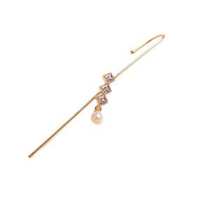 Left ear single ear hook Studs diamond natural Freshwater pearl Earrings white Lady/girl Fashion jewelry