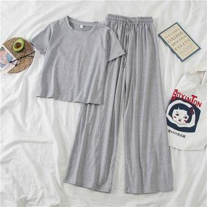 Frauen Pyjamas Plus Größe Nette Hause Anzüge mit Hosen Nachthemd Kleidung Unterwäsche Baumwolle Sets Sommer Outfits Nachtwäsche Weibliche 220321