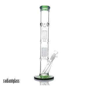 Thick glass Hookahs bong double perc eight arms tree water pipe 16inches tall Tobacco heady big bongs with downstem and bowl accessories