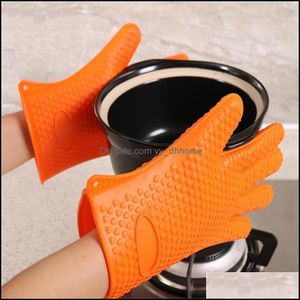 Arts And Crafts Arts Gifts Home Garden Kitchen Microwave Oven Baking Gloves Thermal Insation Anti Slip Sile Five-Finger Heat Resistant Sa