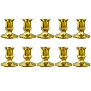 10x Gold Pillar Candle Base avsmalnande hållare Stick Christmas Party Decor 220809