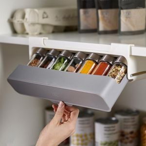 Hooks & Rails Home Kitchen Self-adhesive Wall-mounted Under-Shelf Spice Organizer Bottle Storage Rack Supplies In Stock