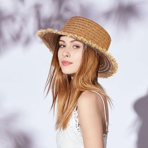 Chapéus largos de borda Mulheres Raffia Protetor solar dobrável Capéu coreano de palha feminino Top Panamá Proteção UV Summer Holiday Scot22