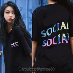 Girls Thirts Anti Social Club Tie-Dye Rainbow Alphabet Stampa corta Top Top Youth Sweet College Style Design T-shirt