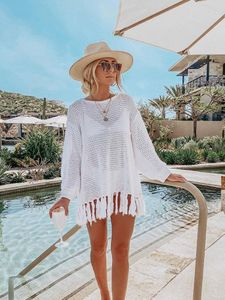 Women's Swimwear 2022 Beach Cover Up Crochet Robe De Plage Pareos For Women Saida Praia Top Beachwear Coverups A765