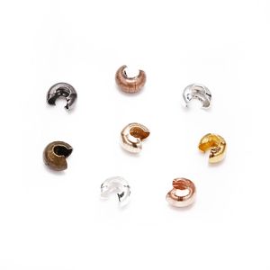 Kupferkräuselungen großhandel-100 Stück Kupferrunde Cover Crimp End Perlen Stopper Spacer Perlen für DIY Schmuckzubehörzubehör für D3 D3