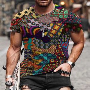 Men's T-Shirts Round Neck T-shirt 3D Printing Retro Totem Pattern Design Short Sleeve Loose Street Fashion Shirt 2022