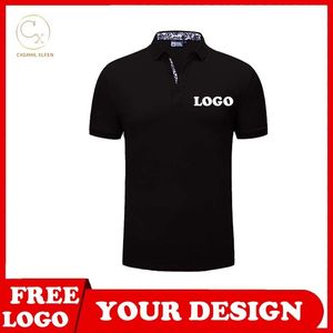 10 kolorowej koszuli polo High End niestandardowa moda swobodna Dopasuj Lapel Solid Kolor Unisex DIY Tekst 220623