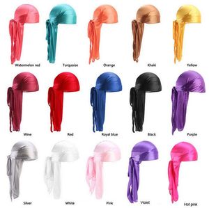 Silky Durags Bandanna Turban Hat Wigs Doo Men Satin Durag Biker Headwear Acessórios de cabelos para a cabeça