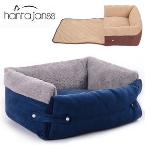 Hundbädd för medelstora stora S Cat Pet House avtagbar täckning varm bomullspadded valpfleece cama para cachorro y200330