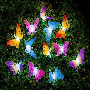 Saiten 10/20/30 Led Solar Powered Schmetterling Fiber Optic Wasserdichte Weihnachten Lichter Ornamente Fee Für Garten NavidadLED