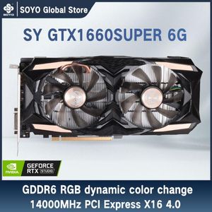 Grafik Kartları GEFORCE GTX 1660 Süper 6G Grafik Kartı NVIDIA GDDR6 GPU VİDEO Oyunları 12nm RGB Masaüstü Bilgisayar Graphics için LED PCI Madencilik Gr