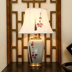 테이블 램프 창조적 인 중국어 램프 침대 거실 소파 커피 대형 가정용 세라믹 장식 라이트 테이블