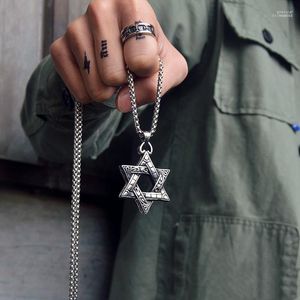 Collane con ciondolo Classico Hip Hop Esagramma Stella di David Pendenti per uomo Moda religiosa Harajuku Ebraico Bijoux Collare Kolye Regali Elle22