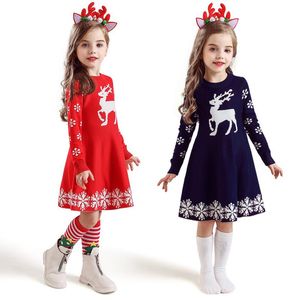 Sukienki dziewczyny 2022 rok ubrania zima dzianina szyfonowa sukienka świąteczna przyjęcie dla dzieci długie rękawy Dzieci dla dziewcząt