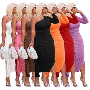 Женщины плюс размер MIDI повседневные платья летняя одежда сексуальная клуб элегантный от плеча с длинным рукавом оболочка с раздельными плиссированными праздничными вечерней вечеринкой