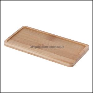 Rec Shape Bamboo Saucer Plant Tray Mini Flower Pot Stand Favor Succent Design semplice ed elegante Home Decor C0125 Drop Delivery 2021 Racks Kitch