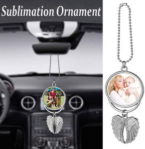 Wholesale shape making for sale - Group buy Heat Sublimation Car Keychain Ornament Decorations Angel Wing Shape Blank Hot Transfer Printing Pendant Jewelry Making New