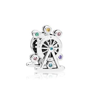 925 Sterling Srebrna Akcesoria biżuterii Bransoletka Koraliki Oryginalne pudełko do Pandora Color Cz Diamond Ferris Wheel CHARMES295Z