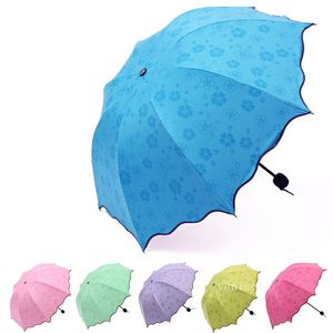 Full Automatic Paraply Rain Women Men 3 Folding Light and Su tble Strong Paraply Kids Rainy Sunny Paraplyer 6 Färger till sjöss ZC1249