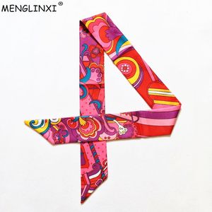 Design Rainbow Drive Silk Scarf Luxury Brand Women Skinny Bag Hair Neck Foulard Femme pannband