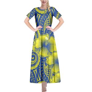 Tecidos de estampa polinésia Casual vintage Lady Fashion Simples Mujer Faldas Lengénia do chão DIY sob demanda 220722