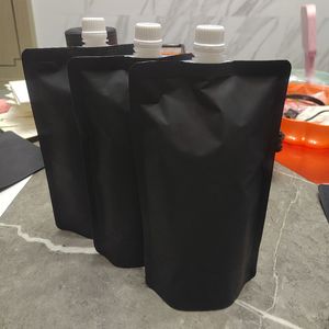 Black Aluminium Foil Nozzle Bag Suction Drink Stand up bag Juice Tea jelly Liquid nozzle packet Bags Wholesale LX4897