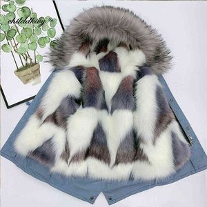 Children Faux Fox Fur Coat Snowsuit Winter 2020 New Baby Girls Outerwear Jackets Warm Kids Fashion Parka For Girls 2-14 Year J220718