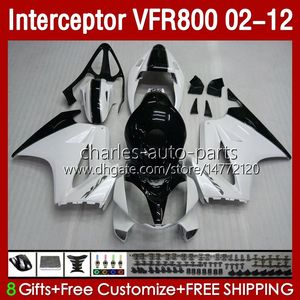 Nadwozi dla Honda VFR800 VFR 800 RR CC 800RR Interceptor 02-12 Body 129NO.16 800CC VFR800RR 02 03 04 05 06 07 VFR-800 2002 2008 2002 2011 2011 2012 WŁOKI WŁOKOWE Błyszczący biały