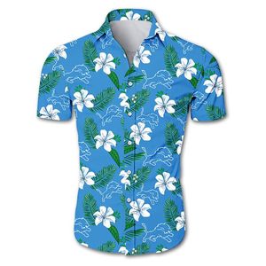 Camisas casuais masculinas verão flor camisa streetwear leão azul dos desenhos animados camisa masculina