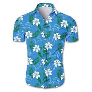 Camicie casual da uomo Camicia estiva da uomo a fiori Streetwear Camicia da cartone animato blu leoneDa uomo