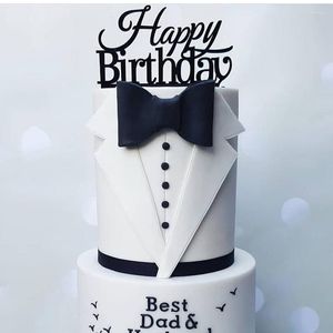 Abastecimento festivo Outra festa acrílica de feliz aniversário bolo de topper sinalizadores pretos cupcake para meninos homens decorando suprimentos outros outros