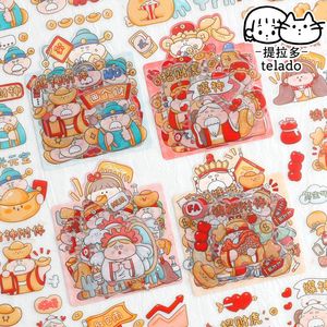 Gift Wrap Cute China God Wealth Stickers Scrapbooking Year Decoration Junk Journal Cards Making DIY Handicraft Material PET Sticker