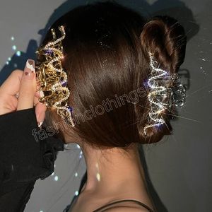 Kadın düzensiz saç tokaları metal gümüş renkli saç pençeleri barrettes kadın saç aksesuarları rhinestone saç klipsleri saç eti